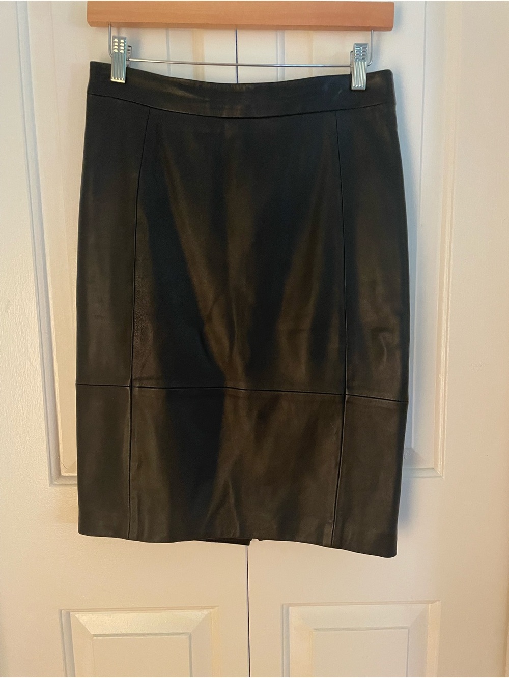Reiss Black 100% Lamb Leather Paneled Skirt Size 4